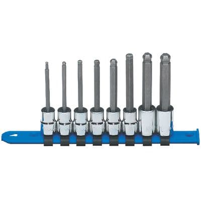 8 PIECE 3/8" DRIVE METRIC MID-LENGTH BALL HEX BIT SOCKET DRIVER SET