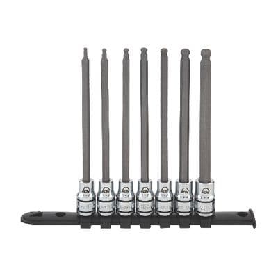3/8" DRIVE 7 PIECE LONG ADV HEX BALL SAE BIT SOCKET SET