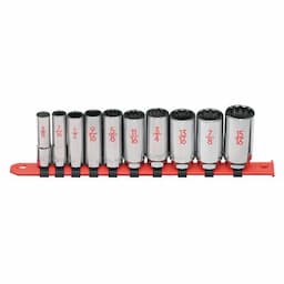 3/8" DRIVE 10 PIECE SAE 12 POINT DEEP CHROME SOCKET SET