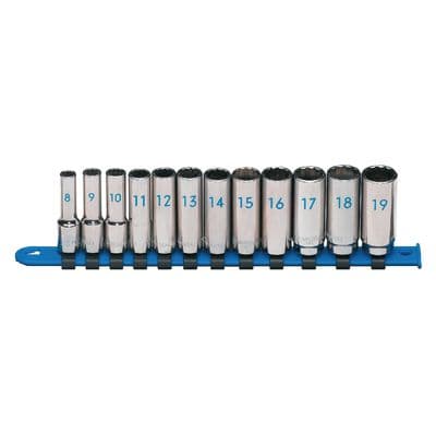 12 PIECE 3/8" DRIVE METRIC 12 POINT DEEP CHROME SOCKET SET