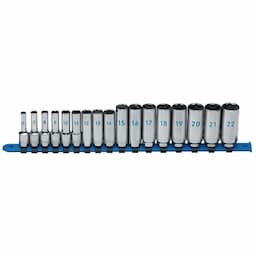 17 PIECE METRIC 6 POINT DEEP CHROME SOCKET SET