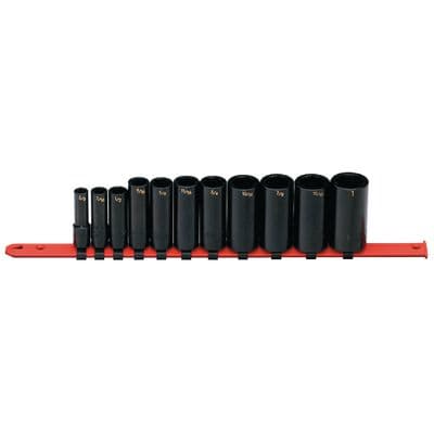 3/8" DRIVE 11 PIECE SAE 6 POINT DEEP IMPACT SOCKET SET