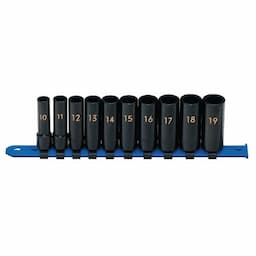 3/8" DRIVE 10 PIECE METRIC 12 POINT DEEP IMPACT SOCKET SET