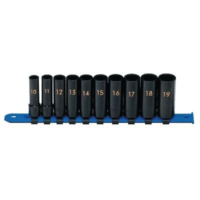 3/8" DRIVE 10 PIECE METRIC 12 POINT DEEP IMPACT SOCKET SET