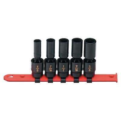 3/8" DRIVE 5 PIECE SAE 6 POINT DEEP UNIVERSAL IMPACT SOCKET SET