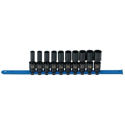 10 PIECE 3/8" DRIVE METRIC 6 POINT DEEP UNIVERSAL IMPACT SOCKET SET