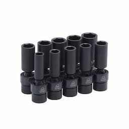 3/8" DRIVE 10 PIECE METRIC 6 POINT DEEP UNIVERSAL ADV IMPACT SOCKET SET
