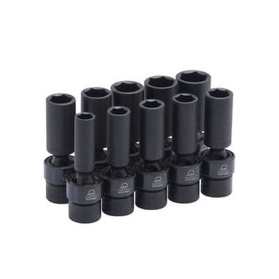 3/8" DRIVE 10 PIECE METRIC 6 POINT DEEP UNIVERSAL ADV IMPACT SOCKET SET