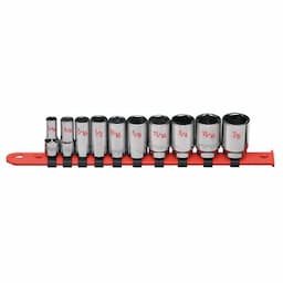 3/8" DRIVE 10 PIECE SAE 6 POINT MID-LENGTH CHROME SOCKET SET