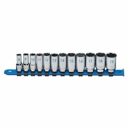 3/8" DRIVE 12 PIECE METRIC 6 POINT MID-LENGTH CHROME SOCKET SET