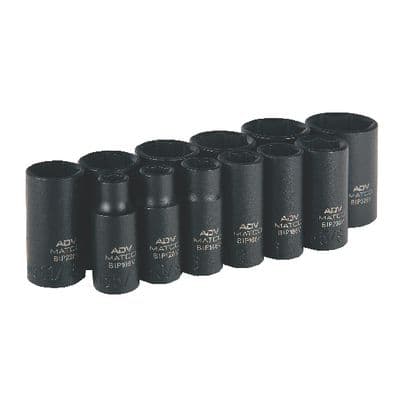12 PIECE 3/8" DRIVE SAE 6 POINT ADV MID-LENGTH IMPACT SOCKET SET