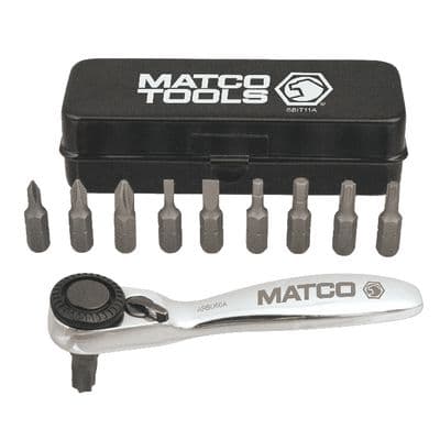 1/4" DRIVE 11 PIECE MINI RATCHET AND BIT SET