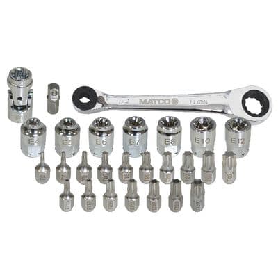 27 PIECE LOW PROFILE TORX®, TAMPERPROOF TORX® HEX BITS AND INVERTED TORX® LOW SOCKET KIT