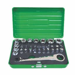 31 PIECE LOW PROFILE MECHANIC TOOL SET - GREEN CASE