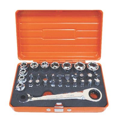 31 PIECE LOW PROFILE MECHANIC TOOL SET - ORANGE