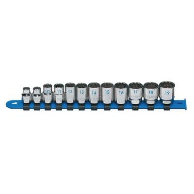 12 PIECE 3/8" DRIVE METRIC 12 POINT CHROME SOCKET SET