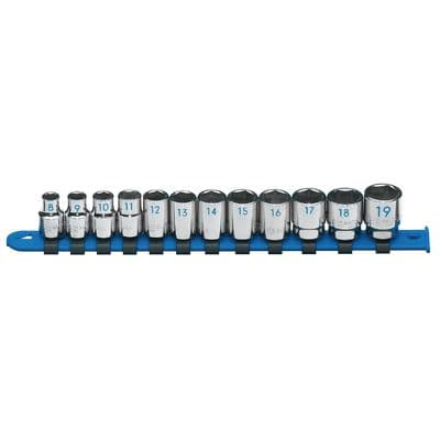 12 PIECE 3/8" DRIVE METRIC 6 POINT CHROME SOCKET SET