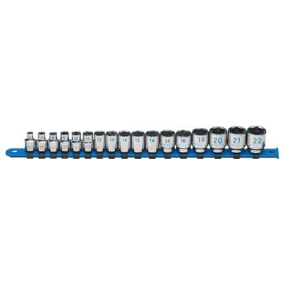 17 PIECE 3/8" DRIVE METRIC 6 POINT CHROME SOCKET SET