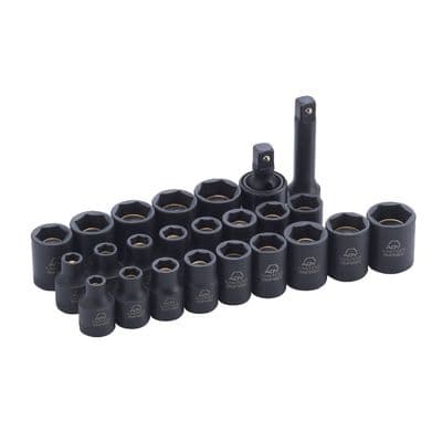 24 PIECE 3/8" DRIVE METRIC & SAE 6 POINT ADV MAGNETIC IMPACT SOCKET SET
