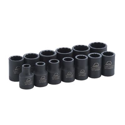 13 PIECE 3/8" DRIVE METRIC 12 POINT ADV IMPACT SOCKET SET