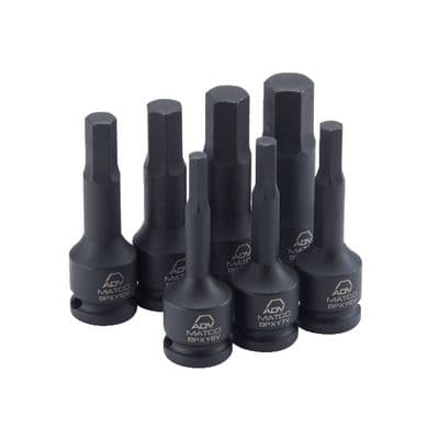 3/8" DRIVE 7 PIECE SAE ADV IMPACT HEX BIT SOCKET SET