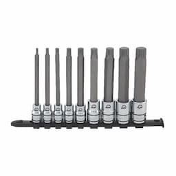 3/8", 1/2" DRIVE 9 PIECE LONG TRIPLE SQUARE ADV BIT SOCKET SET