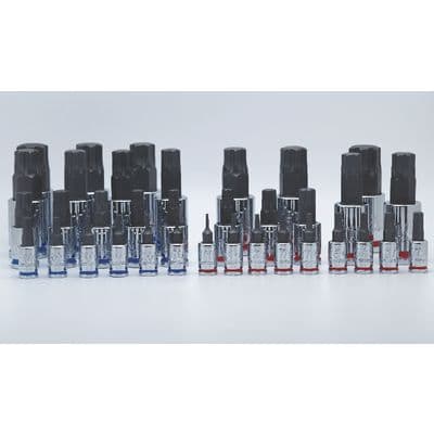 35 PIECE 1/4", 3/8", AND 1/2" DRIVE MASTER OPTI-GRIP HEX BIT SOCKET SET