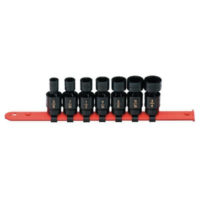 3/8" DRIVE 7 PIECE SAE 6 POINT UNIVERSAL IMPACT SOCKET SET