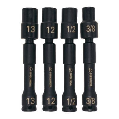 4 PIECE 3/8" DRIVE 12 POINT 5" PINLESS UNIVERSAL ADV IMPACT DRIVE LINE SOCKET SET