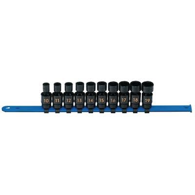 10 PIECE 3/8" DRIVE METRIC 6 POINT UNIVERSAL IMPACT SOCKET SET