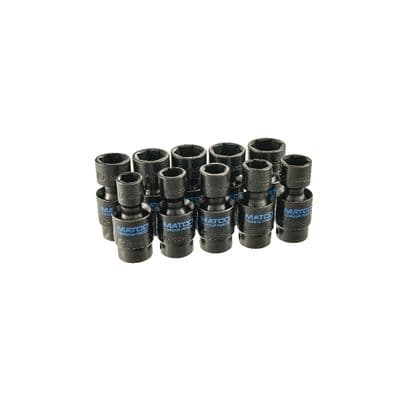 10 PIECE 3/8" DRIVE METRIC 6 POINT TORQUE FORCE UNIVERSAL IMPACT SOCKET SET