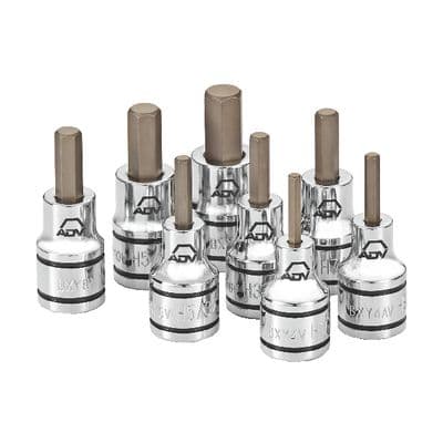 3/8" DRIVE 8 PIECE SAE ADV HEX BIT SOCKET DRIVER SET