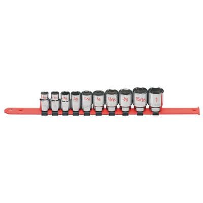 1/2" DRIVE 10 PIECE SAE 6 POINT SOCKET SET