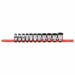 11 PIECE 1/2" DRIVE SAE 12 POINT CHROME SOCKET SET