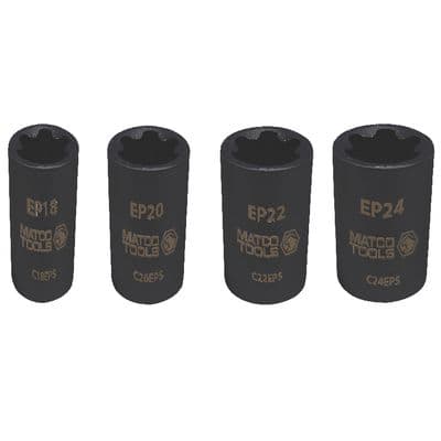 4 PIECE 1/2" DRIVE RECESSED TORX® PLUS IMAPCT SOCKET SET