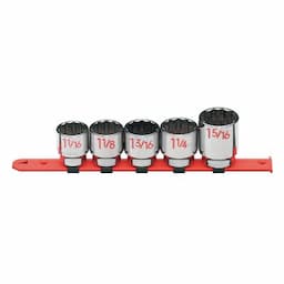 1/2" DRIVE 5 PIECE SAE 12 POINT CHROME SOCKET SET