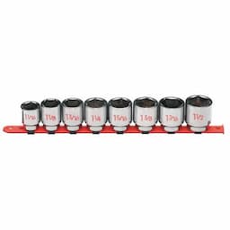 1/2" DRIVE 8 PIECE SAE 6 POINT CHROME SOCKET SET
