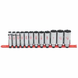 12 PIECE 1/2" DRIVE SAE 6 POINT DEEP CHROME SOCKET SET