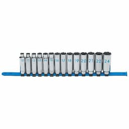 1/2" DRIVE 14 PIECE METRIC 6 POINT DEEP CHROME SOCKET SET