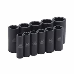 1/2" DRIVE 11 PIECE SAE 8 POINT ADV DEEP IMPACT SOCKET SET