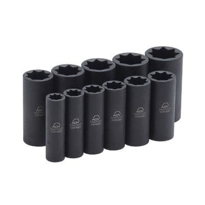 1/2" DRIVE 11 PIECE SAE 8 POINT ADV DEEP IMPACT SOCKET SET