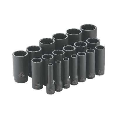 1/2" DRIVE 19 PIECE SAE 12 POINT DEEP ADV IMPACT SOCKET SET