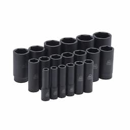 19 PIECE 1/2" DRIVE SAE 6 POINT ADV DEEP IMPACT SOCKET SET