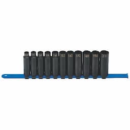 11 PIECE 1/2" DRIVE METRIC 6 POINT DEEP IMPACT SOCKET SET