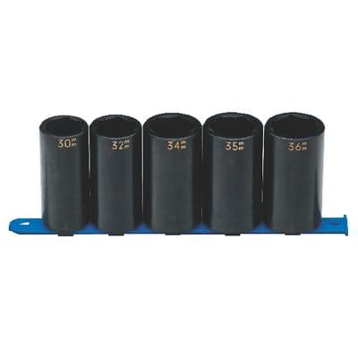 1/2" DRIVE 5 PIECE METRIC 6 POINT DEEP IMPACT SOCKET SET