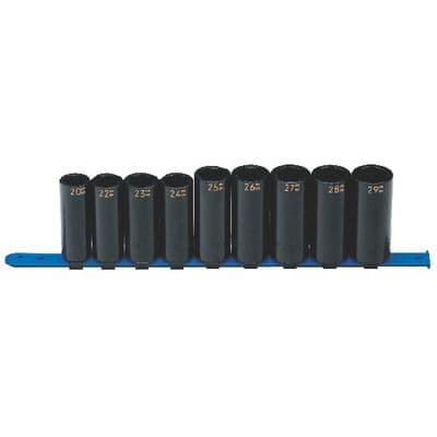 1/2" DRIVE 9 PIECE METRIC 6 POINT DEEP IMPACT SOCKET SET