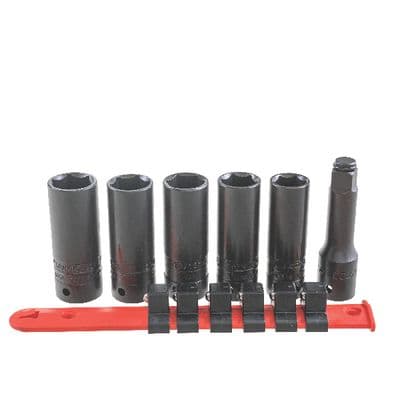 1/2" DRIVE 6 PIECE METRIC/SAE DEEP THIN WALL IMPACT SOCKET SET
