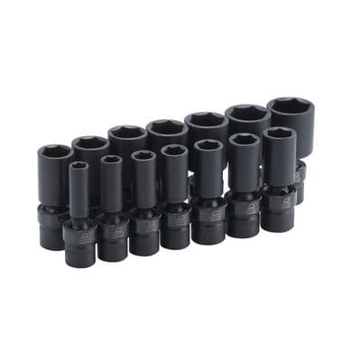 1/2" DRIVE 14 PIECE SAE 6 POINT ADV DEEP UNIVERSAL IMPACT SOCKET SET