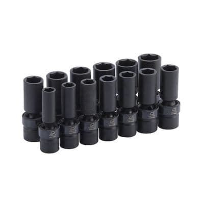 13 PIECE 1/2" DRIVE METRIC 6 POINT ADV DEEP UNIVERSAL IMPACT SOCKET SET