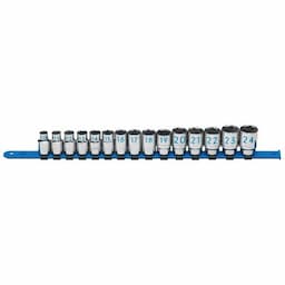 15 PIECE 1/2" DRIVE METRIC 6 POINT CHROME SOCKET SET